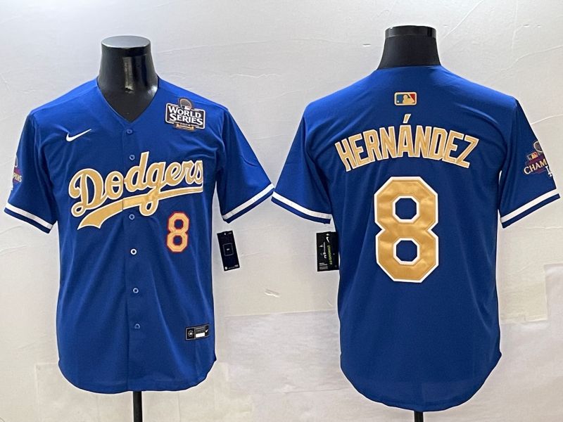 Men Los Angeles Dodgers #8 Hernandez Blue Gold 2025 Nike MLB Jersey style 4142->los angeles dodgers->MLB Jersey